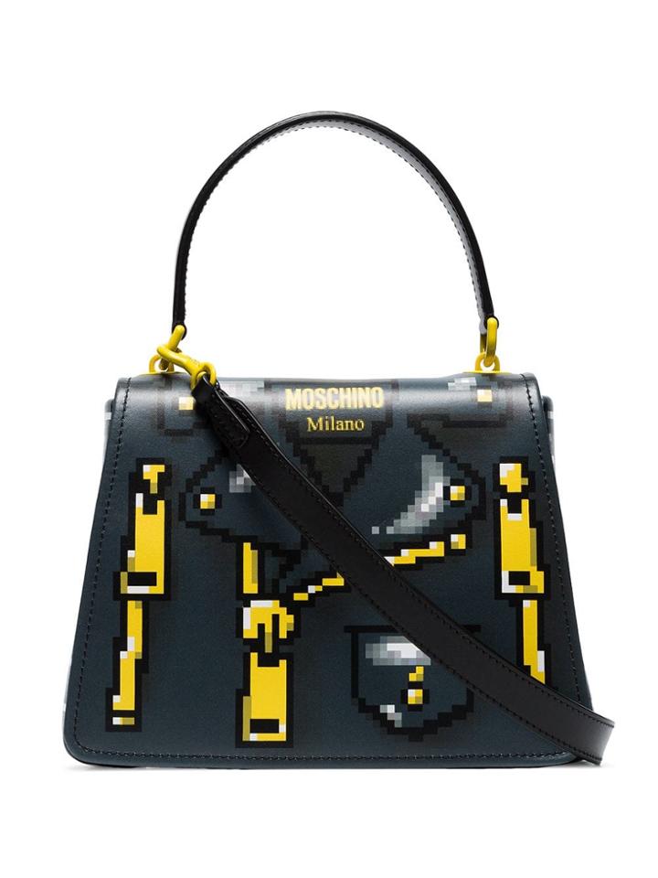 Moschino Pixelated Jacket Print Shoulder Bag - Black