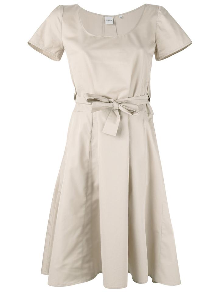 Aspesi - Front Bow Dress - Women - Cotton - 38, Nude/neutrals, Cotton