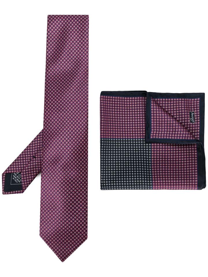 Brioni Tie And Handkerchief Set - Red