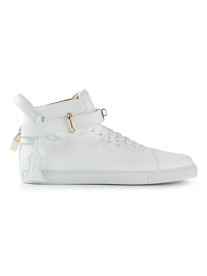 Buscemi 100mm Hi-top Sneakers, Men's, Size: 9, White, Leather/rubber