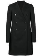 Rick Owens - Double-breasted Coat - Men - Cotton/cupro/virgin Wool - 52, Black, Cotton/cupro/virgin Wool