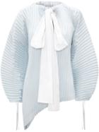 Jw Anderson Oversized Pleated Top With Bow Detail - Blue