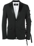 Dsquared2 'london Tux' Strap Detail Jacket, Men's, Size: 48, Black, Virgin Wool/spandex/elastane/silk/polyester