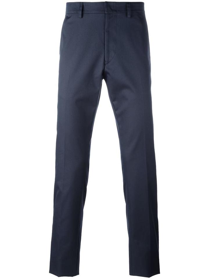 Valentino Straight-leg Trousers, Men's, Size: 48, Blue, Cotton/polyamide