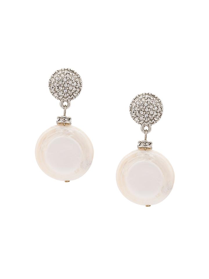 Oscar De La Renta Luster Drop Clip-on Earrings - Grey