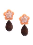 Bounkit Jewelry Flower Clip-on Earrings - Brown