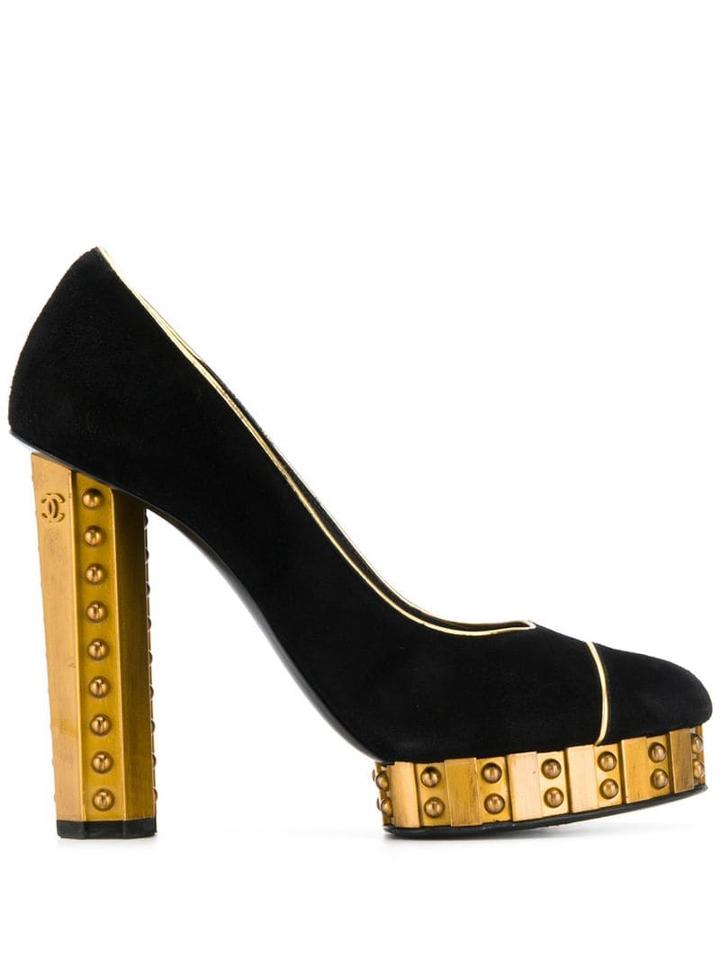 Chanel Pre-owned 1990's Contrast Piping Pumps - Black