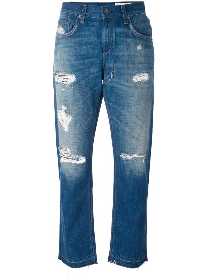Rag & Bone /jean Distressed Boyfriend Jeans, Women's, Size: 25, Blue, Cotton
