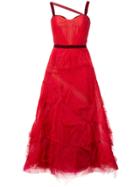 Marchesa Notte Embellished Tulle Gown - Red