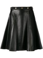 Versace Leather Flared Skirt - Black