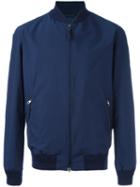 Ermenegildo Zegna Zip Up Bomber Jacket, Men's, Size: 52, Blue, Polyamide/polyester/lamb Skin