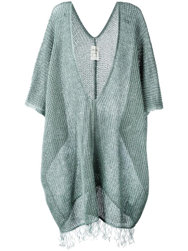 Forte Forte V-neck Oversized Knit Top, Women's, Size: 0, Blue, Linen/flax