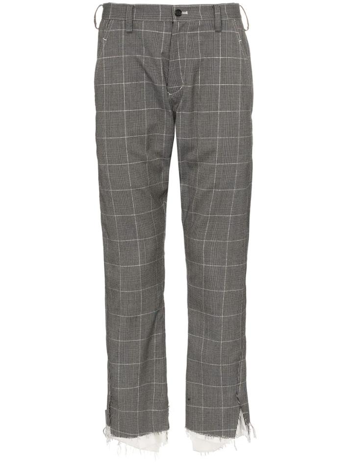 Sulvam Grey Check Slim-leg Wool Trousers