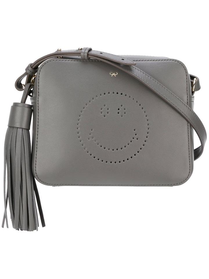 Anya Hindmarch Perforated Smiley Crossbody Bag, Women's, Grey