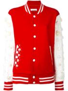Night Market Embellished Varsity Jacket, Women's, Size: Small, Red, Polyester/cotton