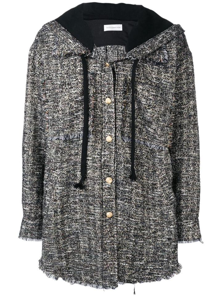 Faith Connexion Hooded Button Jacket - Black