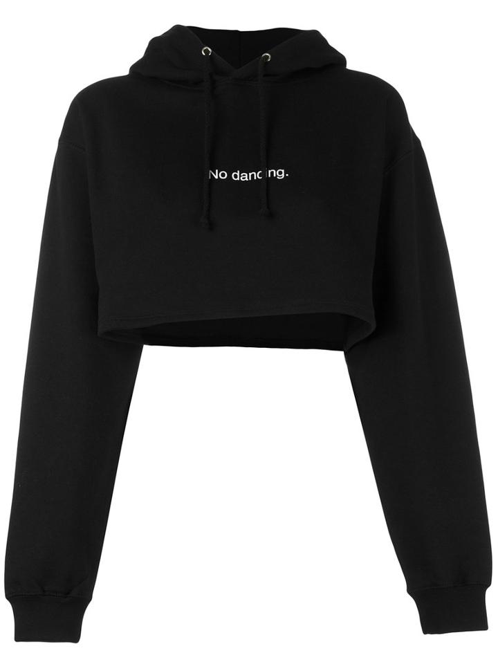 F.a.m.t. - No Dancing Cropped Hoodie - Women - Cotton - S, Black, Cotton