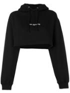 F.a.m.t. - No Dancing Cropped Hoodie - Women - Cotton - S, Black, Cotton