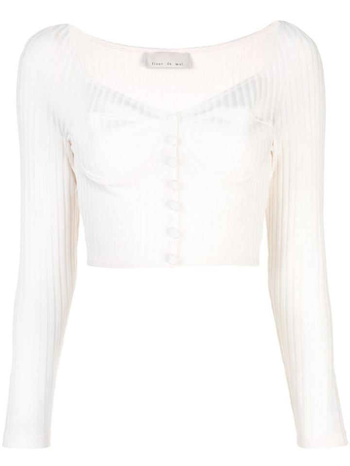 Fleur Du Mal Ribbed Knit Bra Top - White