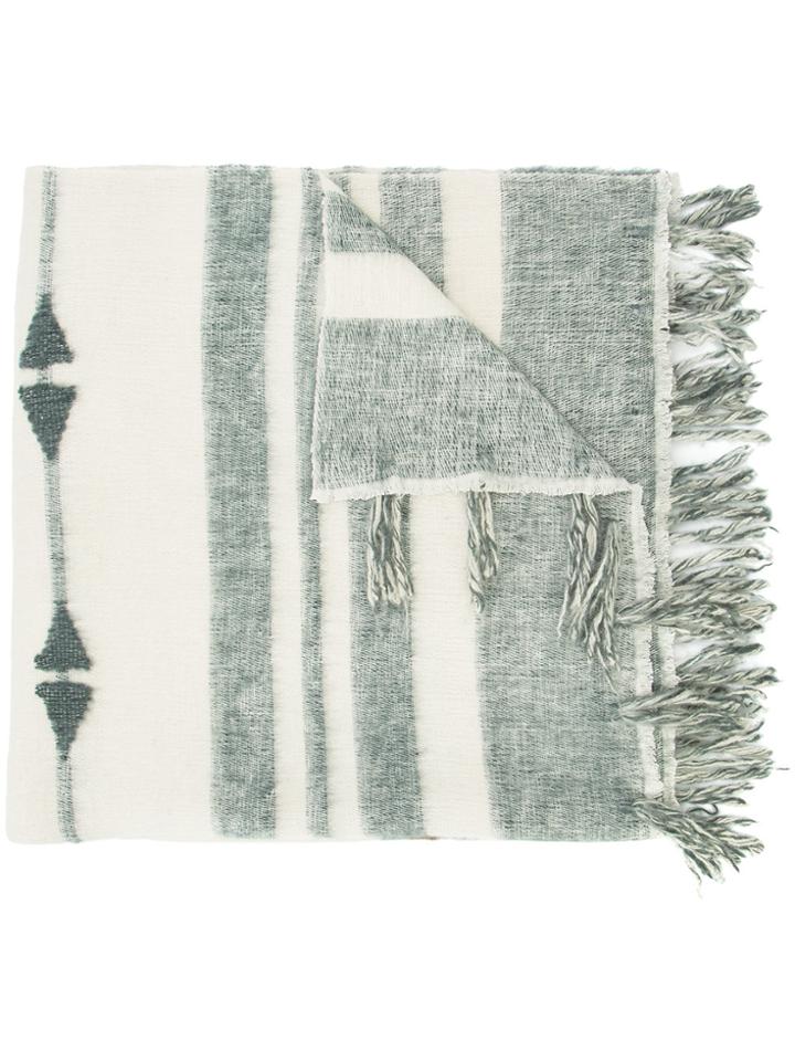 Denis Colomb Striped Large Scarf - White