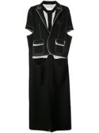 Maison Margiela Cut Out Contrast Stitch Coat - Black