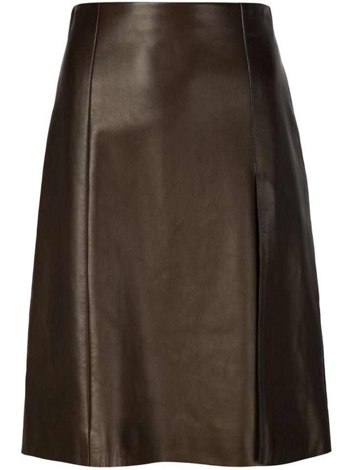 Jason Wu A-line Skirt, Women's, Size: 2, Brown, Calf Leather