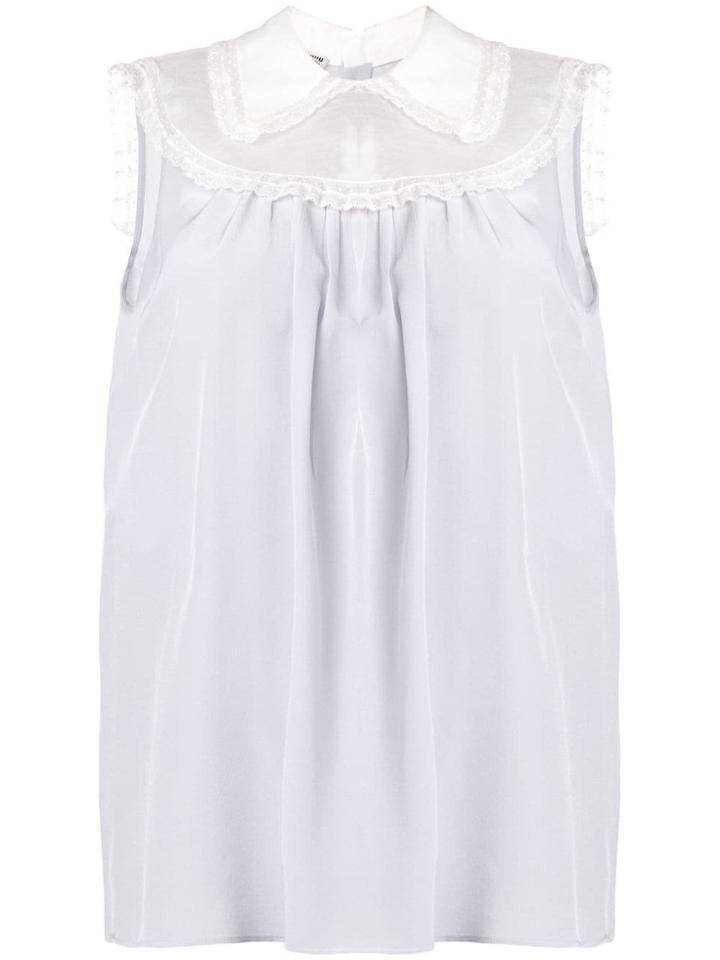 Miu Miu Sleeveless Pan Collar Blouse - Blue