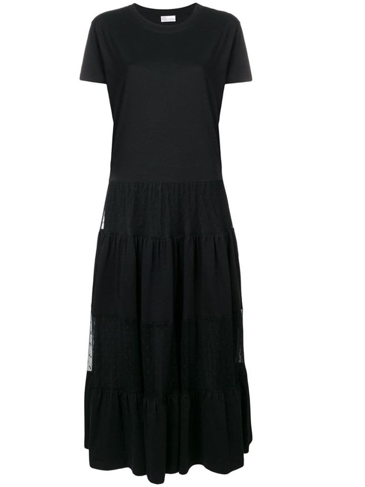 Red Valentino Lace Insert T-shirt Dress - Black