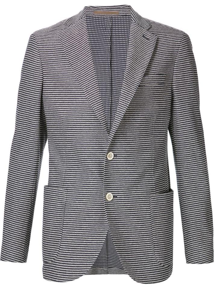 Eleventy Woven Stripe Blazer, Men's, Size: 50, Blue, Cotton