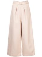 Comme Moi Cropped Wide Leg Trousers - Pink & Purple
