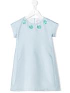 Il Gufo - Floral Applique Dress - Kids - Cotton/linen/flax/polyester - 10 Yrs, Blue