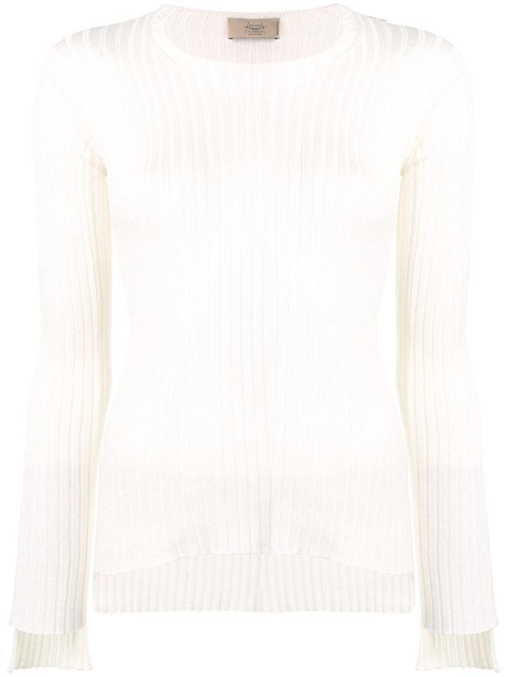Maison Flaneur Ribbed-knit Top - White