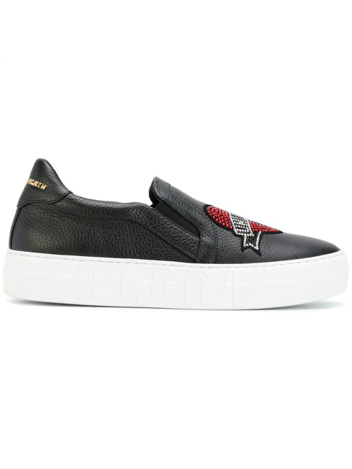 Philipp Plein Unlovable Heart Patch Sneakers - Black