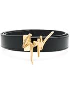 Giuseppe Zanotti Design Gold Logo Plaque Belt - Black
