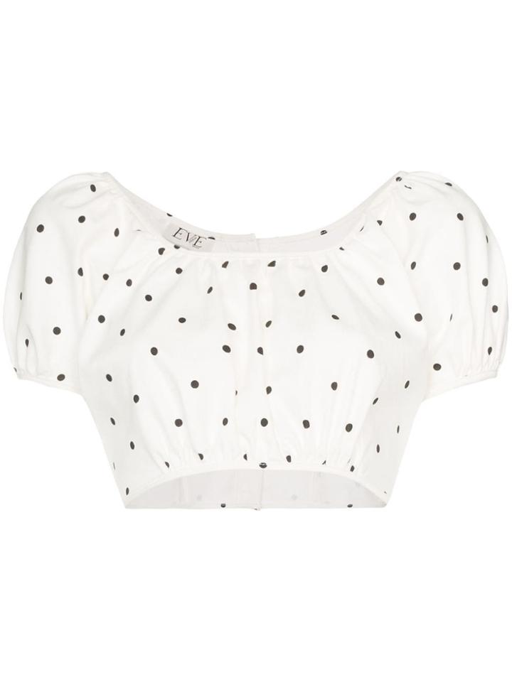 Eve Denim Georgette Polka Dot Cropped Top - White