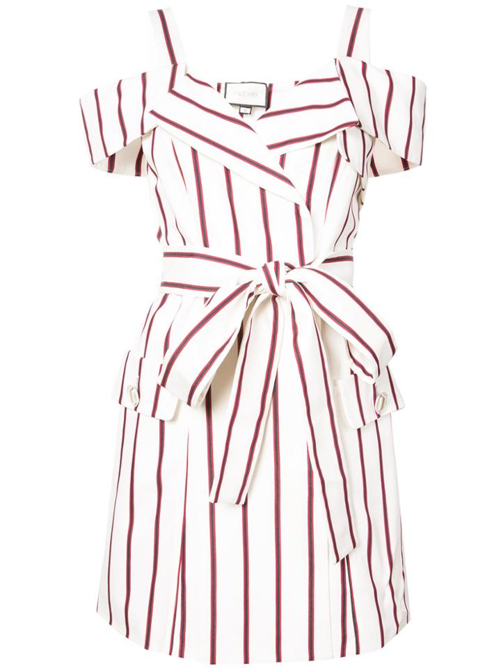 Alexis Striped Cold Shoulder Wrap Dress - White