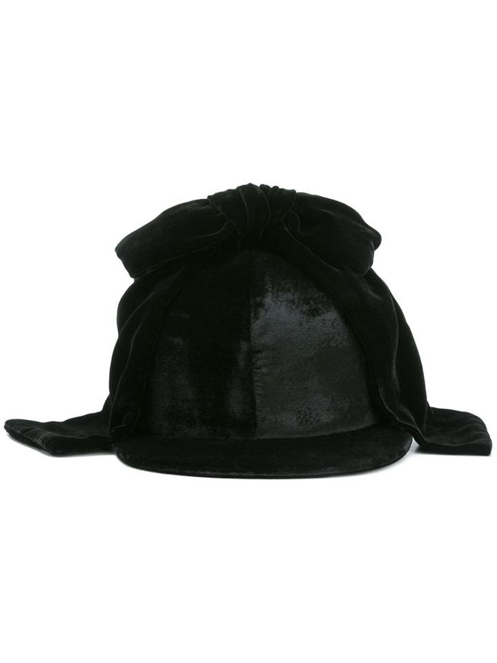 Federica Moretti Bow Detail Velvet Cap