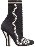 Fendi Faux-pearl Embellished Boots - Black