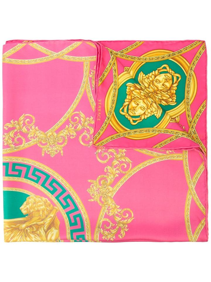 Versace Medusa Print Foulard - Pink & Purple