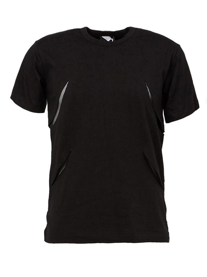 Comme Des Garçons Homme Plus Mesh Detail T-shirt, Men's, Size: S, Black, Cotton/polyester