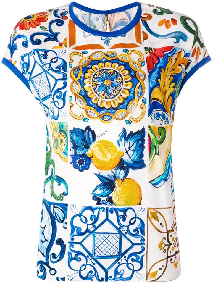 Dolce & Gabbana Majolica-print Blouse - White