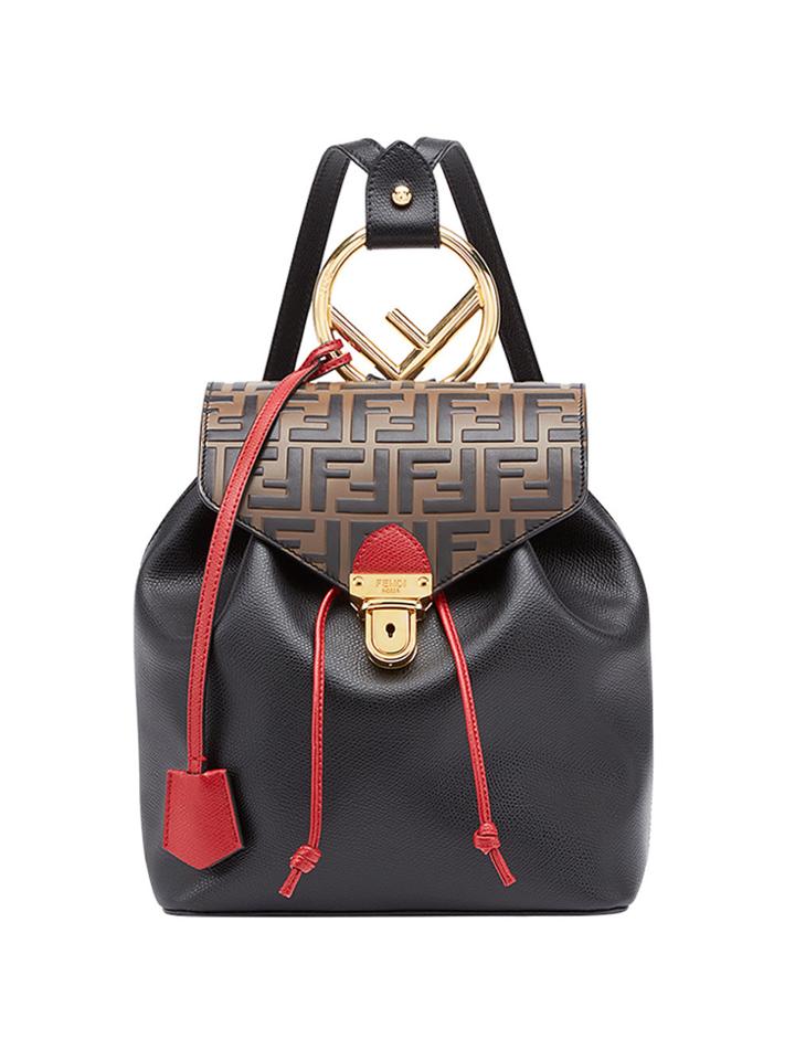 Fendi Logo Contrast Backpack - Black
