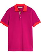 Burberry Contrast Collar Cotton Polo Shirt - Pink & Purple