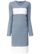 Loveless Knitted V-neck Dress, Women's, Size: 36, Grey, Nylon/rayon/angora/wool