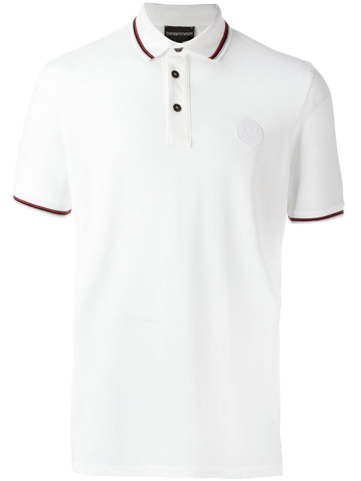 Emporio Armani Embroidered Logo Polo Shirt, Men's, Size: Xl, White, Cotton