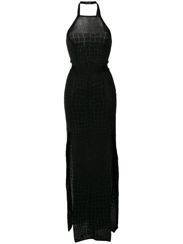 Balmain Crocodile Effect Gown - Black