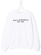 Philosophy Di Lorenzo Serafini Kids Teen Logo Print Sweatshirt - White