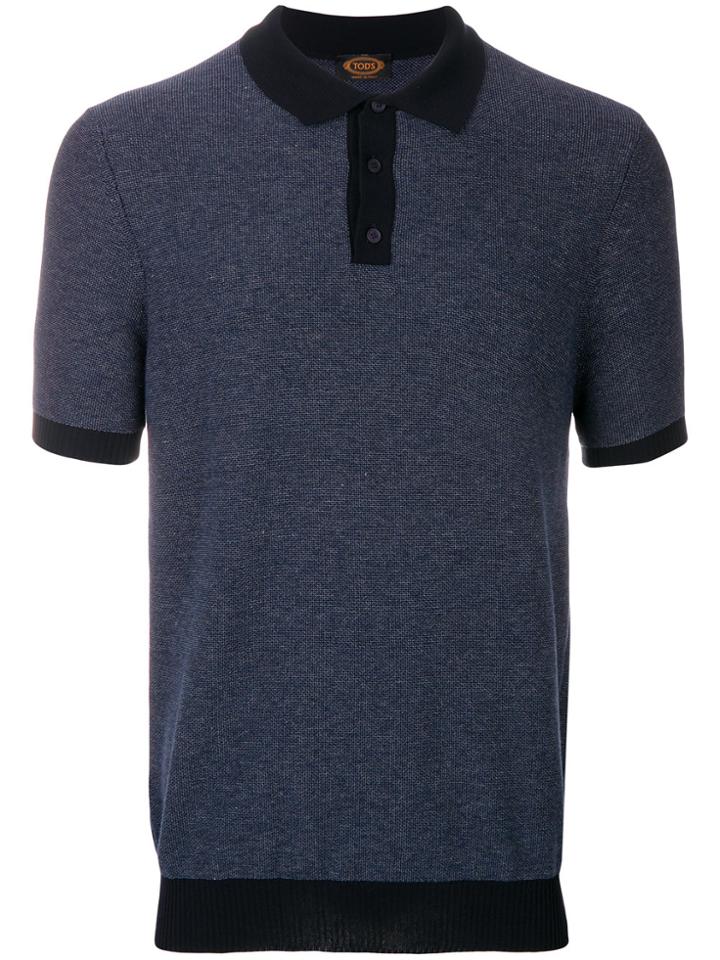 Tod's Contrast Collar Polo Shirt - Blue