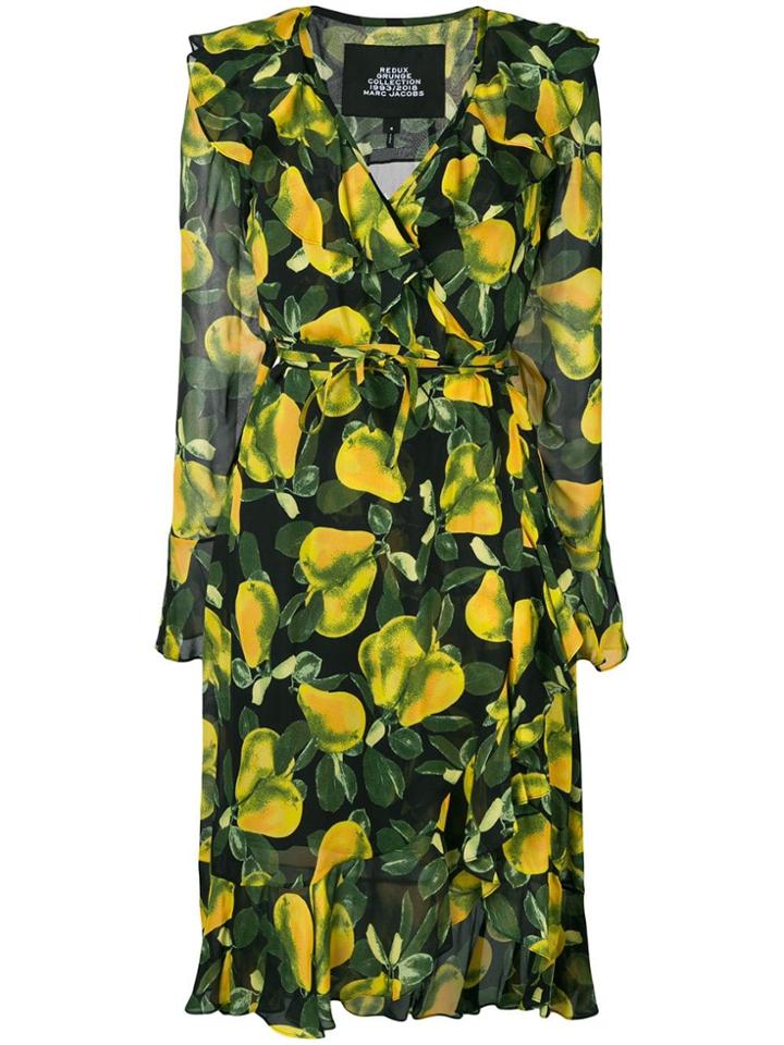 Marc Jacobs Pear Print Wrap Dress - Green