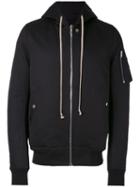 Rick Owens - Flight Hooded Bomber Jacket - Men - Cotton/virgin Wool/cupro/feather Down - 46, Black, Cotton/virgin Wool/cupro/feather Down